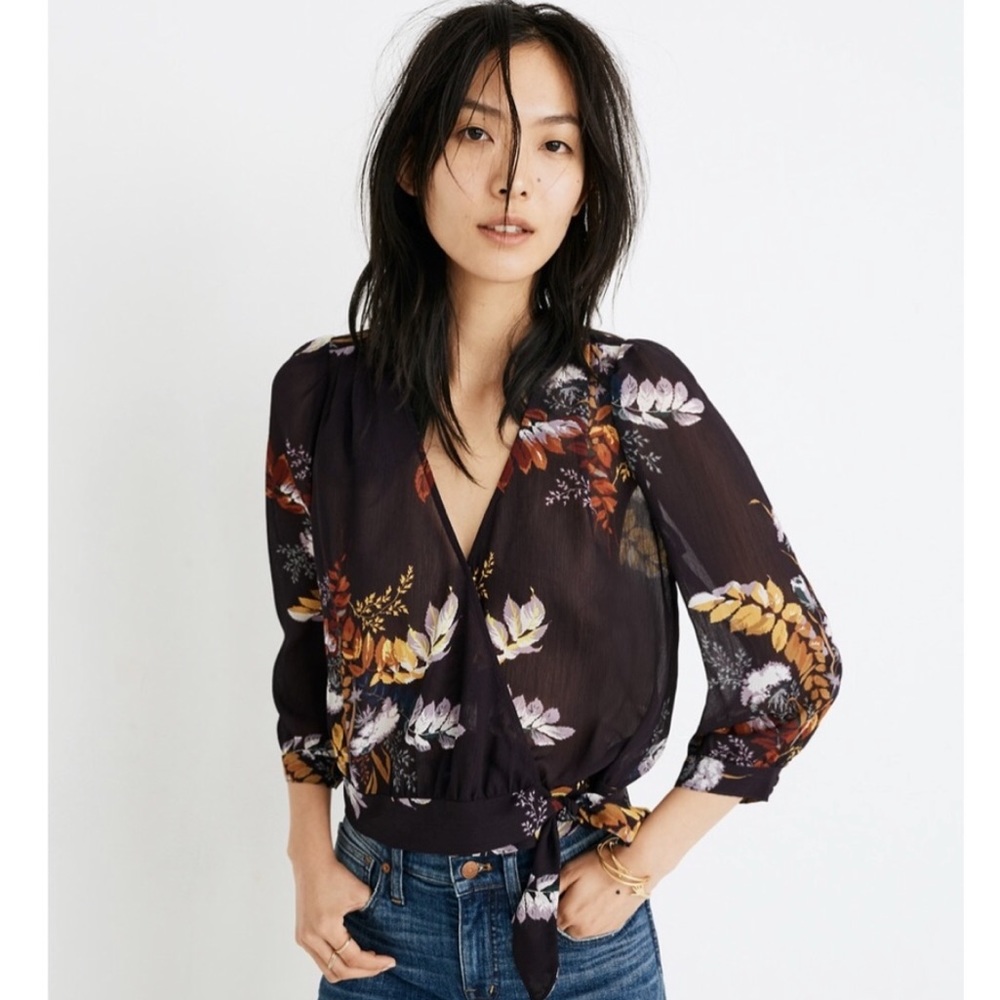 Madewell Sold Out Blooming Oasis Wrap Top Size XL